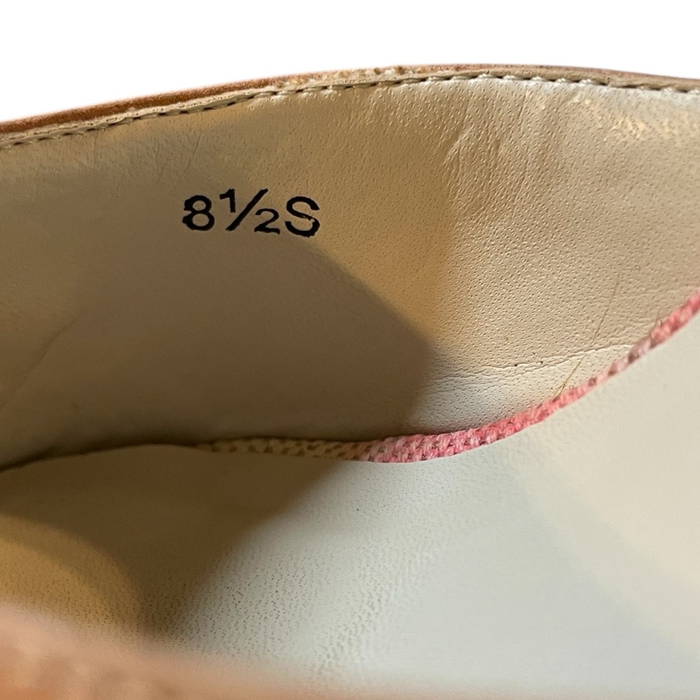 VANELI Tan/Beige Floral Canvas/Leather Slides Mules Heels Shoes - Size 8.5 Slim - Picture 14 of 16